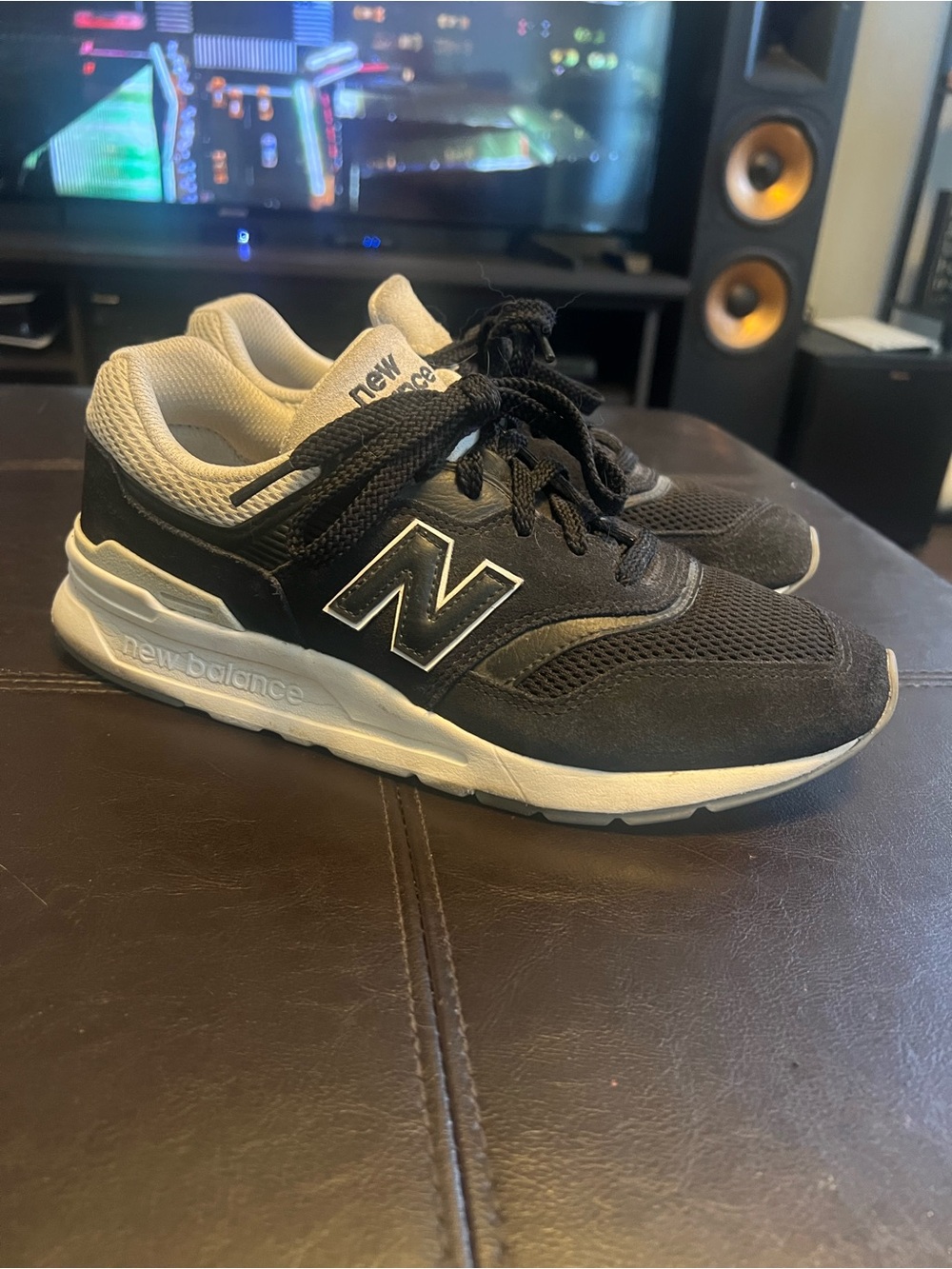 New Balance Men’s Black and White Athletic Sneakers